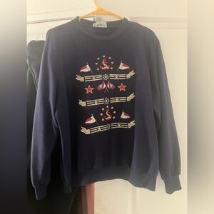 Alfred Dunner Navy Sweater with Nautical Flags